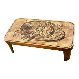 Ceramic Coffee Table by Raymonde Leduc for Vallauris, 1960s For Sale
