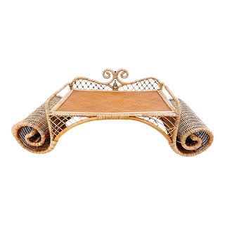 MacKenzie-Childs Wicker Rattan Breakfast Bed Tray With Bell For Sale