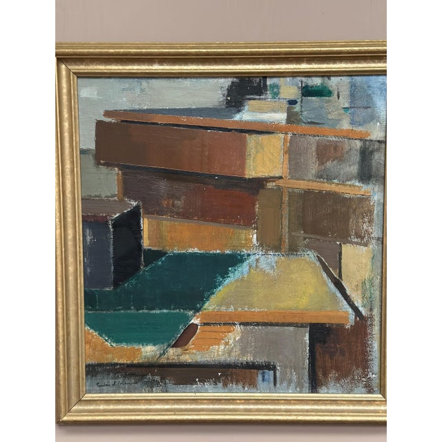Gustav Adolf Johansson, Cubist Rooftops, 1950s, Oil on Canvas, Framed For Sale - Image 13 of 18
