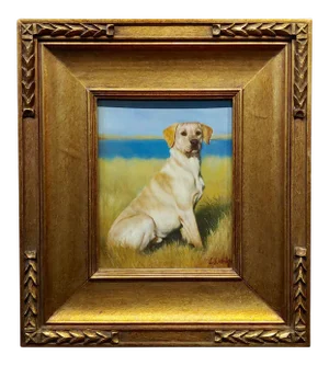 Laura E. Cassidy Portrait of a Yellow Labrador Retriever - Oil Painting