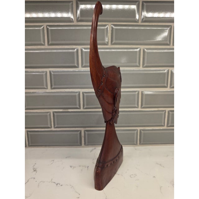 Mid-Century Balinese Art Deco Elongated Maiden Bust in Premium Hardwood For Sale In Phoenix - Image 6 of 12