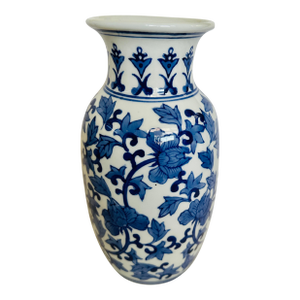 Chinese Blue & White Floral Vase