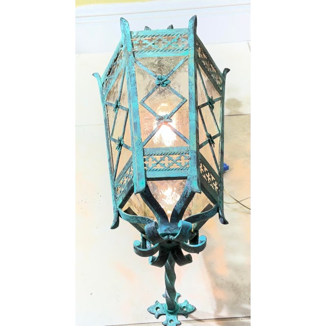Magnificent Single Vintage Bronze & Brass Hexagonal Wall Lantern Sconce For Sale - Image 11 of 17
