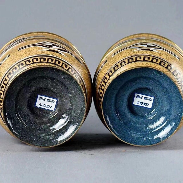 Pair of Vintage Cloisonné Enamel Trophy-Form Lidded Jars / Tea Caddies For Sale In Los Angeles - Image 6 of 7
