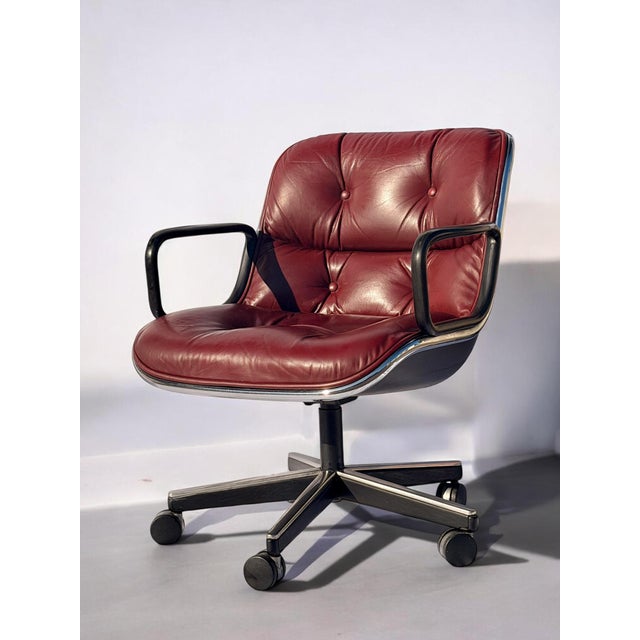 Vintage Executive Office Chair in Burgundy Leather by Charles Pollock for Knoll International, 1970s For Sale - Image 14 of 14