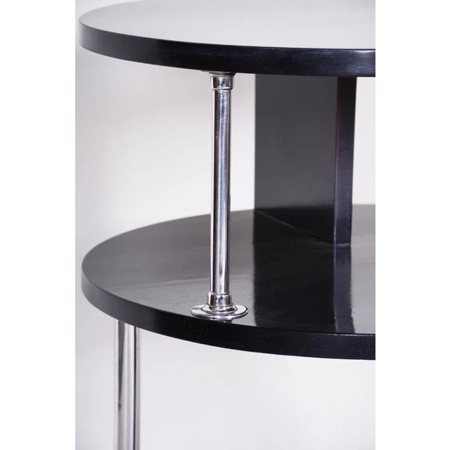 Small Bauhaus Black Round Side Table in Chrome-Plated Steel & Beech, 1930s For Sale - Image 6 of 11