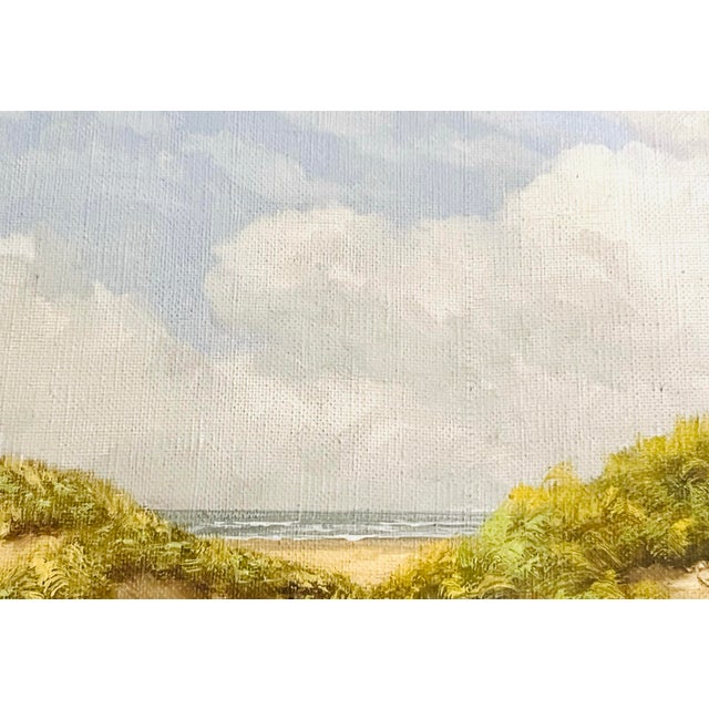Coastal Dune Landscape Painting, American School 20th Oil on Canvas Century, Gilt Frame Seascape For Sale - Image 4 of 9