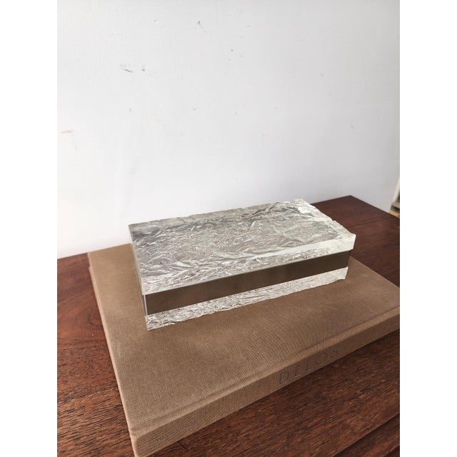 Willy Rizzo Style Lucite Ice Box, Mid Century Modern Lucite Chrome Decorative Box, Hollywood Regency Jewelry Box, Vintage Modernist Desk Box For Sale - Image 13 of 18