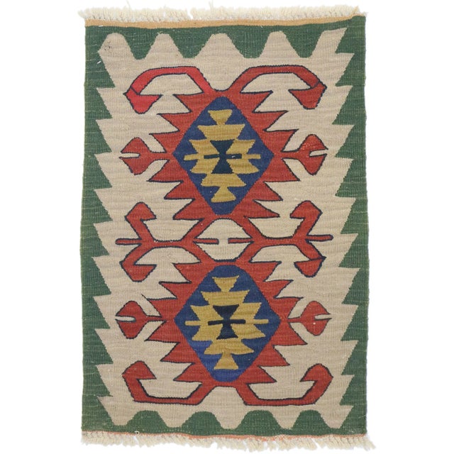 Vintage Persian Shiraz Kilim Rug - 01'10 X 02'09 For Sale - Image 9 of 9