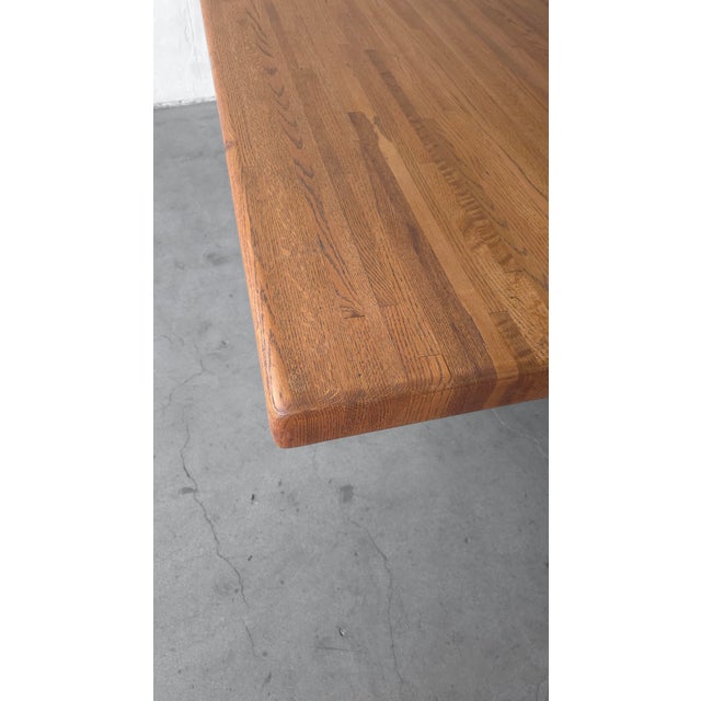 Brown Mid Century Bauhaus Butcher Block Oak and Aluminum Table For Sale - Image 8 of 11