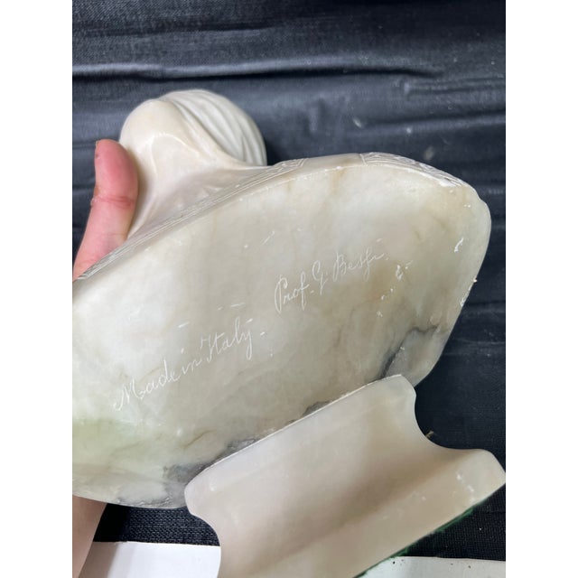 Stone Early 20 Th Century Carved Stone Alabaster Bust of Beatrice Signed Prof. G. Besji Made in Italy For Sale - Image 7 of 11