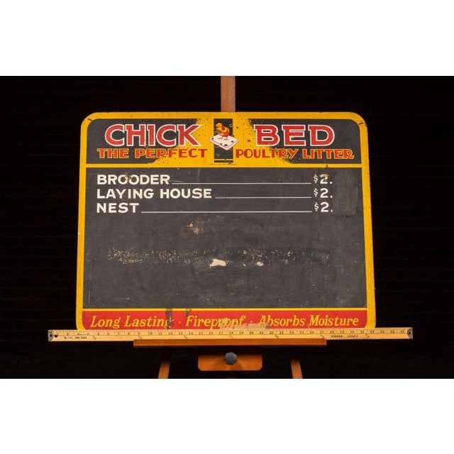 Wood Vintage "Chick Bed" Poultry Litter Chalkboard Store Display Sign For Sale - Image 7 of 7