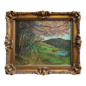 1970s Impressionist Landscape Oil on Canvas Board Signed Painting