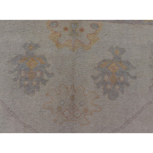 Turkish Oushak Rug in Gray With Faded Gold, Taupe, and Dusty Blue 10'6 X 14'0 For Sale - Image 12 of 15