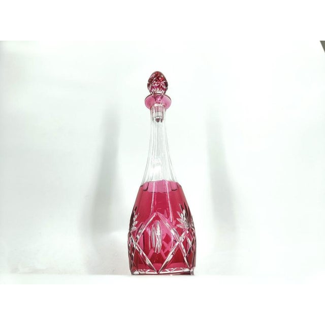 Pink Crystal Carafe from Val Saint Lambert, 1960s, Set of 2 For Sale - Image 8 of 11