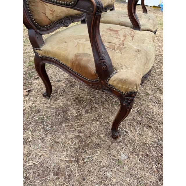 Large 19th Century French Louis XV Solid Walnut Bergere Chair or Armchair- A Pair For Sale - Image 15 of 18