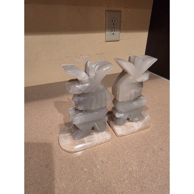 Mexican Onyx Mayan Figure Bookends For Sale - Image 9 of 10