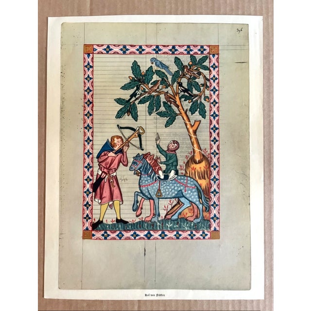 Up for sale is this gorgeous print from a vintage portfolio of reproductions of the Codex Manesse, the most famous...