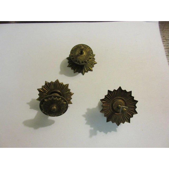 Vintage Regency Brass Hardware Drawer Pulls - Set of 3 For Sale - Image 4 of 6