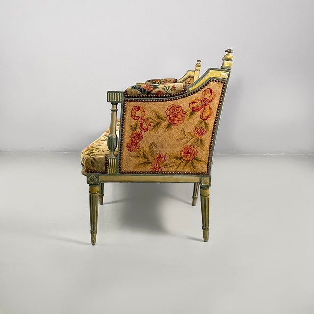 Italian Bench in Wood and Fabric, 1800s For Sale - Image 3 of 18