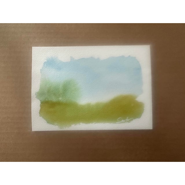 “Quiet Fields” Signed Original Minimalist Watercolor Paintings—set of Two For Sale - Image 4 of 4