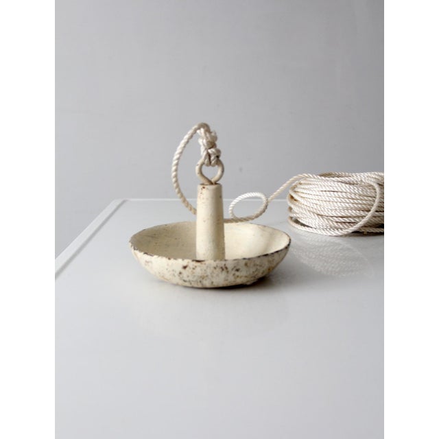 Vintage Cast Iron Mushroom Boat Anchor With Rope For Sale - Image 6 of 12