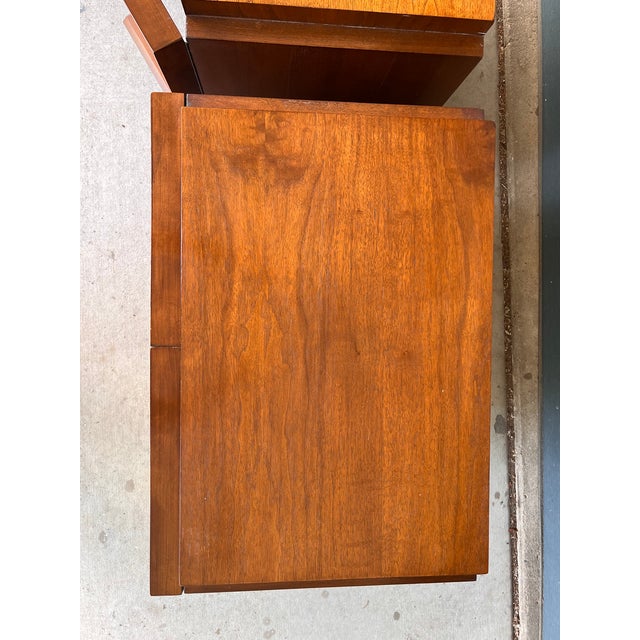 Brown 1970s Pair of Tobago Brutalist Walnut Nightstands For Sale - Image 8 of 12