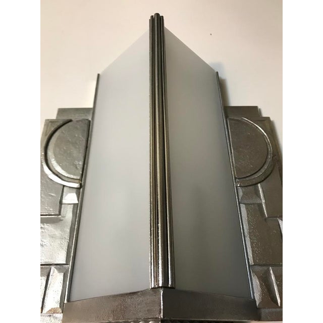 Early 20th Century Geometric French Art Deco Wall Sconces - a Pair For Sale - Image 5 of 11