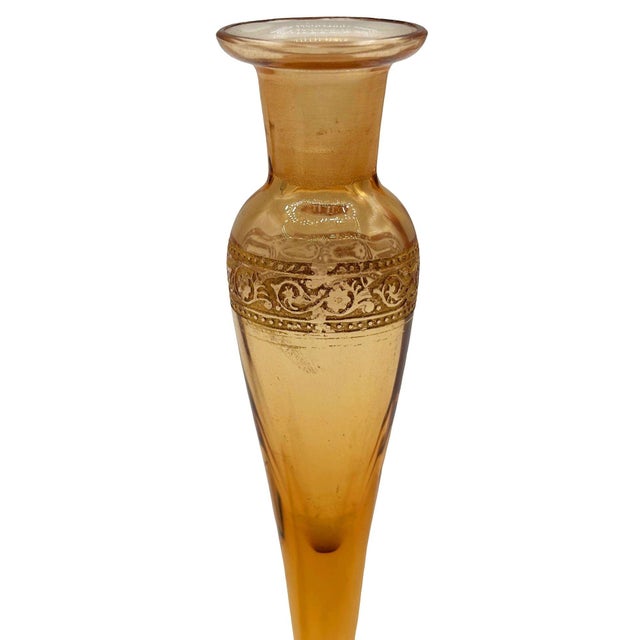 Amber 1920s Art Deco Peach Glass Perfume Bottle W/ Stopper by Steuben Aurene for Devilbiss For Sale - Image 8 of 8