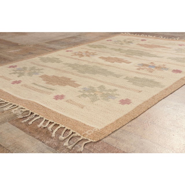 Vintage Swedish Rollakan Rug, 04'06 X 06'07 For Sale - Image 9 of 11