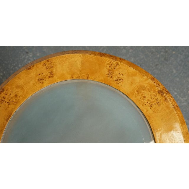 Art Deco Burr Walnut Circulair Pedestal Round Console Center Table For Sale - Image 9 of 14