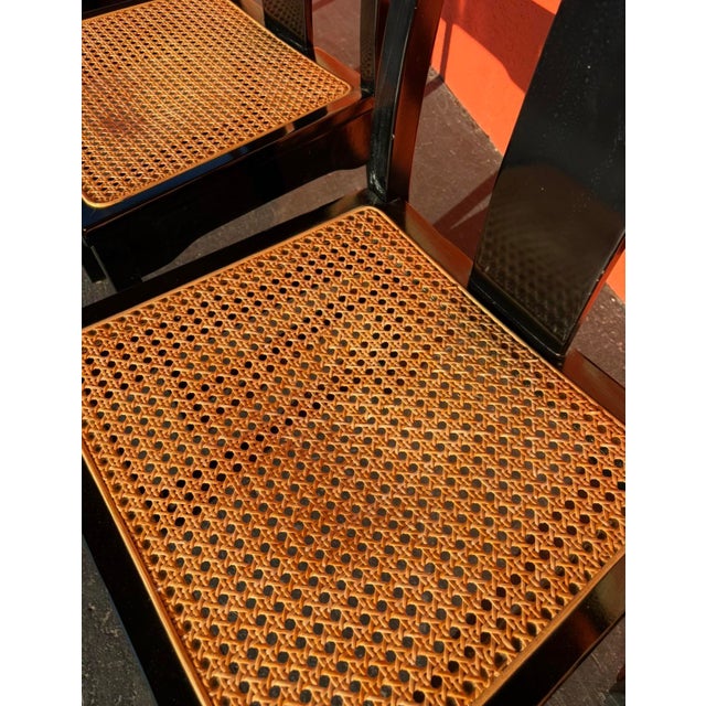 Black Italian Lacquered Cane Dining Chairs - 6 For Sale - Image 8 of 14