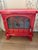 Metal Vintage Red Metal Electric Faux Fireplace Heater For Sale - Image 7 of 8