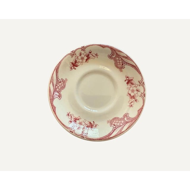Set of 3 Antique Shenango Inca Ware Pink Floral Transferware Saucers For Sale - Image 6 of 6