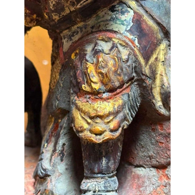 Chinese Polychrome Wooden Wooden Sculpture of the Qing Dynasty, 18th Century. For Sale - Image 14 of 17