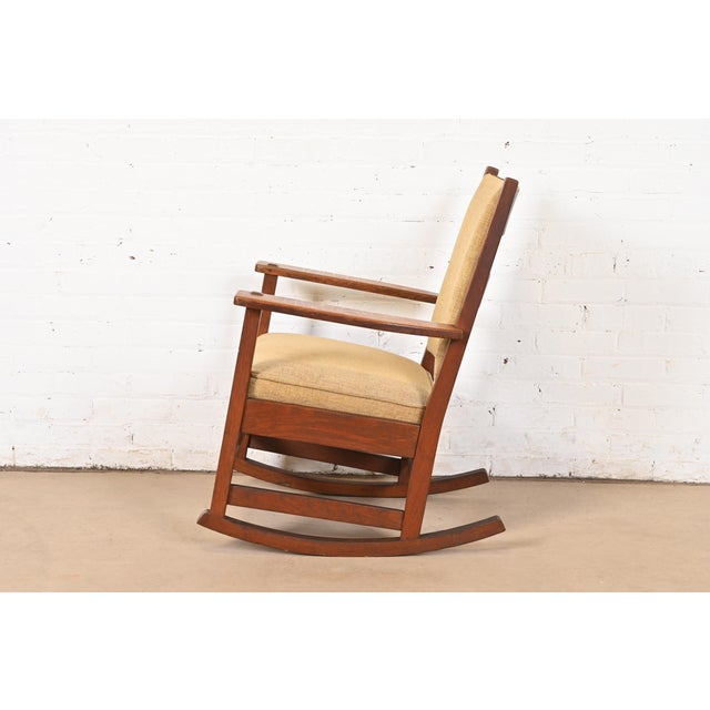 L. & J. G. Stickley Antique Mission Oak Arts & Crafts Rocking Chair, Circa 1900 For Sale - Image 9 of 12