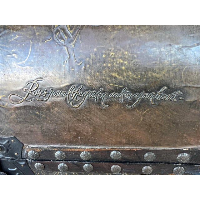 Spanish Mid 20th Century Vintage Decorative Wood Dome Treasure Chest Box For Sale - Image 3 of 10