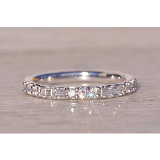 The Riel: Gabriel and Company Signed Band with Natural Diamonds in White Gold For Sale - Image 9 of 11