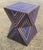 Moroccan Contemporary Traditional Moroccan Resin and Walnut Wood Stool / Blue Hourglass Silhouette For Sale - Image 3 of 7