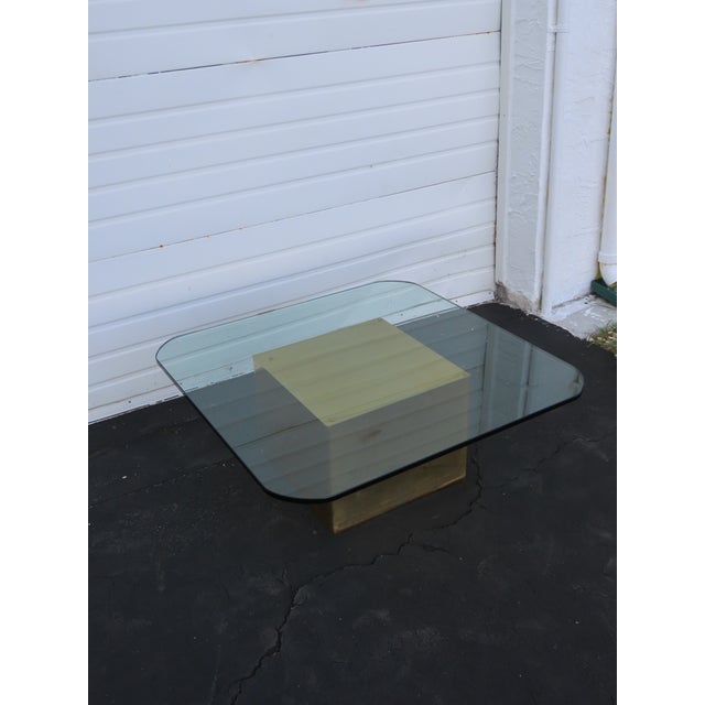 Habitat International Mid Century Modern Brass Glass Top Coffee Table 6604 For Sale - Image 10 of 16