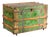 19th C. Trunk With Green Crystallized Tin Paneling For Sale