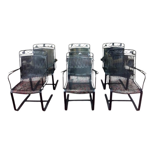 Vintage Salterini Style Patio Chairs, Set of Six For Sale