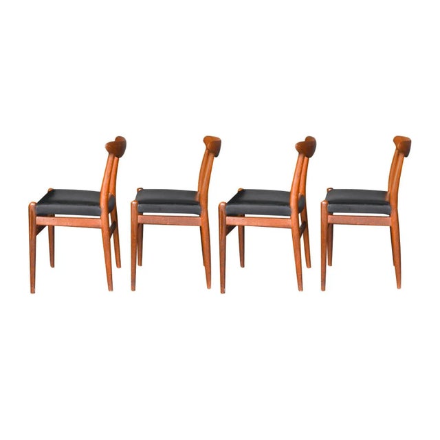 Mid Century Danish Hans Wegner W2 Teak Chairs - Set of 4 For Sale In Baltimore - Image 6 of 12