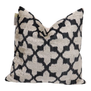 Contemporary Black and White R Handmade Velvet Pillow and Down Feather Insert For Sale