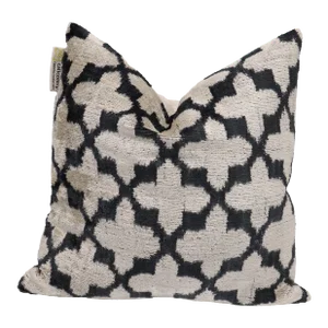 Contemporary Black and White R Handmade Velvet Pillow and Down Feather Insert