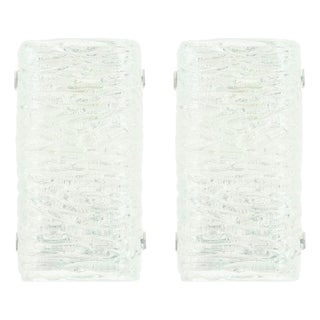 Mid-Century Modern Murano Ice Glass Wall Lights from Kaiser Leuchten, Germany, 1960s, Set of 2 For Sale