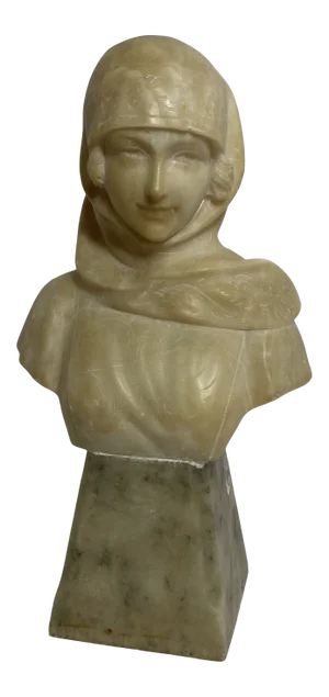 Early 20th Century Art Nouveau Style Italian Alabaster Female Bust