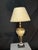 Ornate Gold Glass Table Lamp With Antique Bronze-Tone Base, 37” For Sale - Image 4 of 12