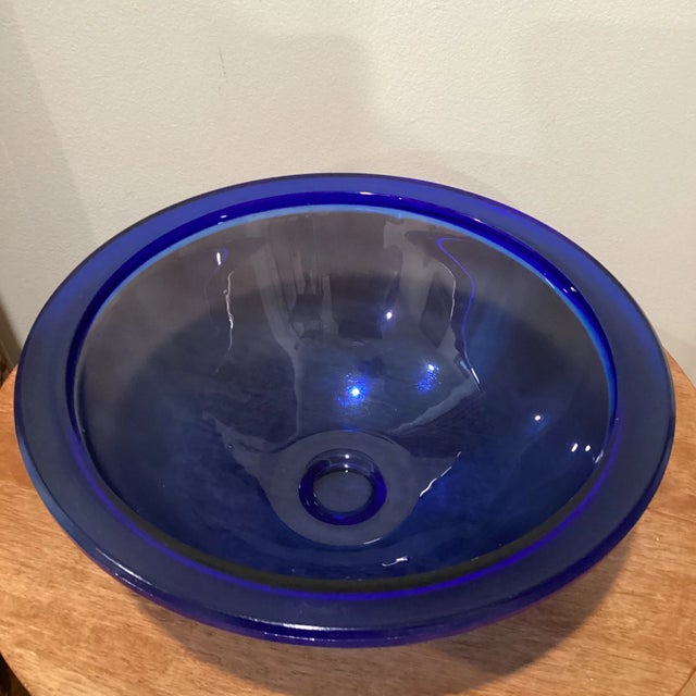 Glass Late 20th Century Cobalt Blue Translucent Bowl For Sale - Image 7 of 13