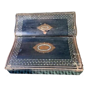 Rare 19thc French Antique Empire Boulle Lap Desk Empire Ebony/ M-O-P Inlay